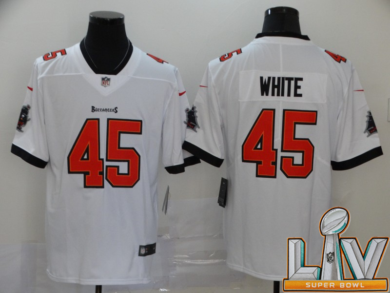 Super Bowl LV 2021 Men Tampa Bay Buccaneers #45 White white New Nike Limited Vapor Untouchable NFL Jerseys